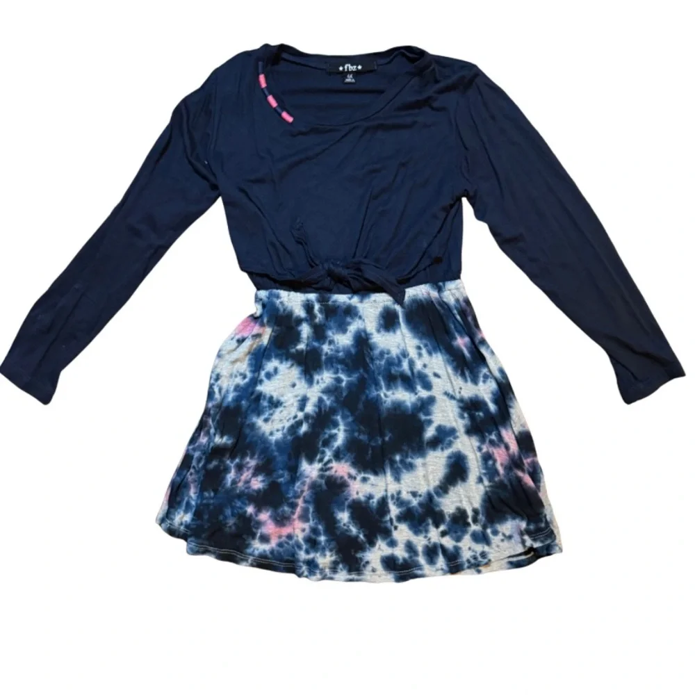 Flowers by Zoe Girls Navy and hot pink tie dye dress 6X like new condition